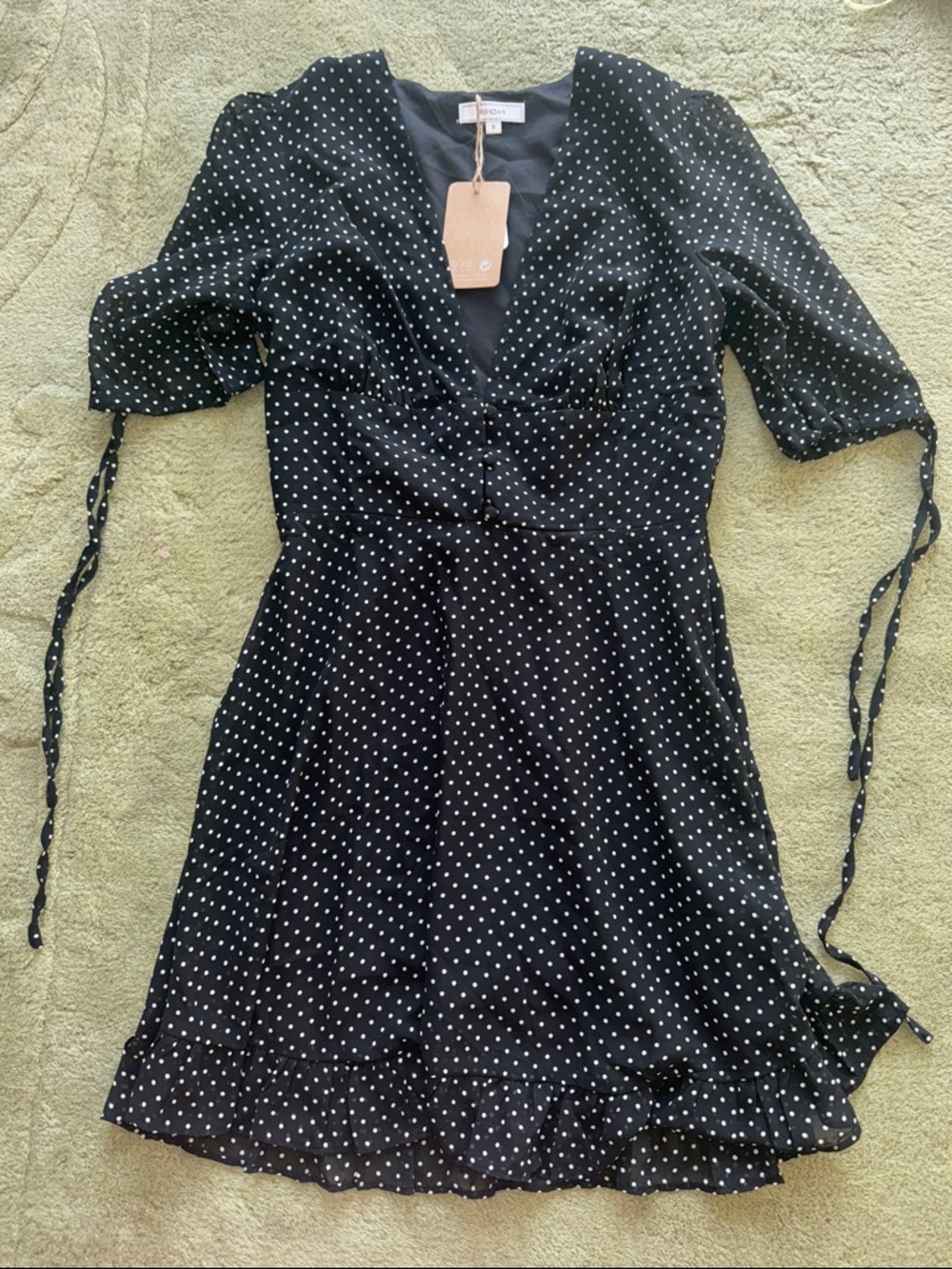 RIHOAS NWT Black and White Polka Dot Mini Dress